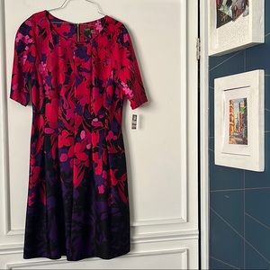 New Taylor Dress Size 10 Red/Purple pleat bottom w/ Hidden Side Pockets.